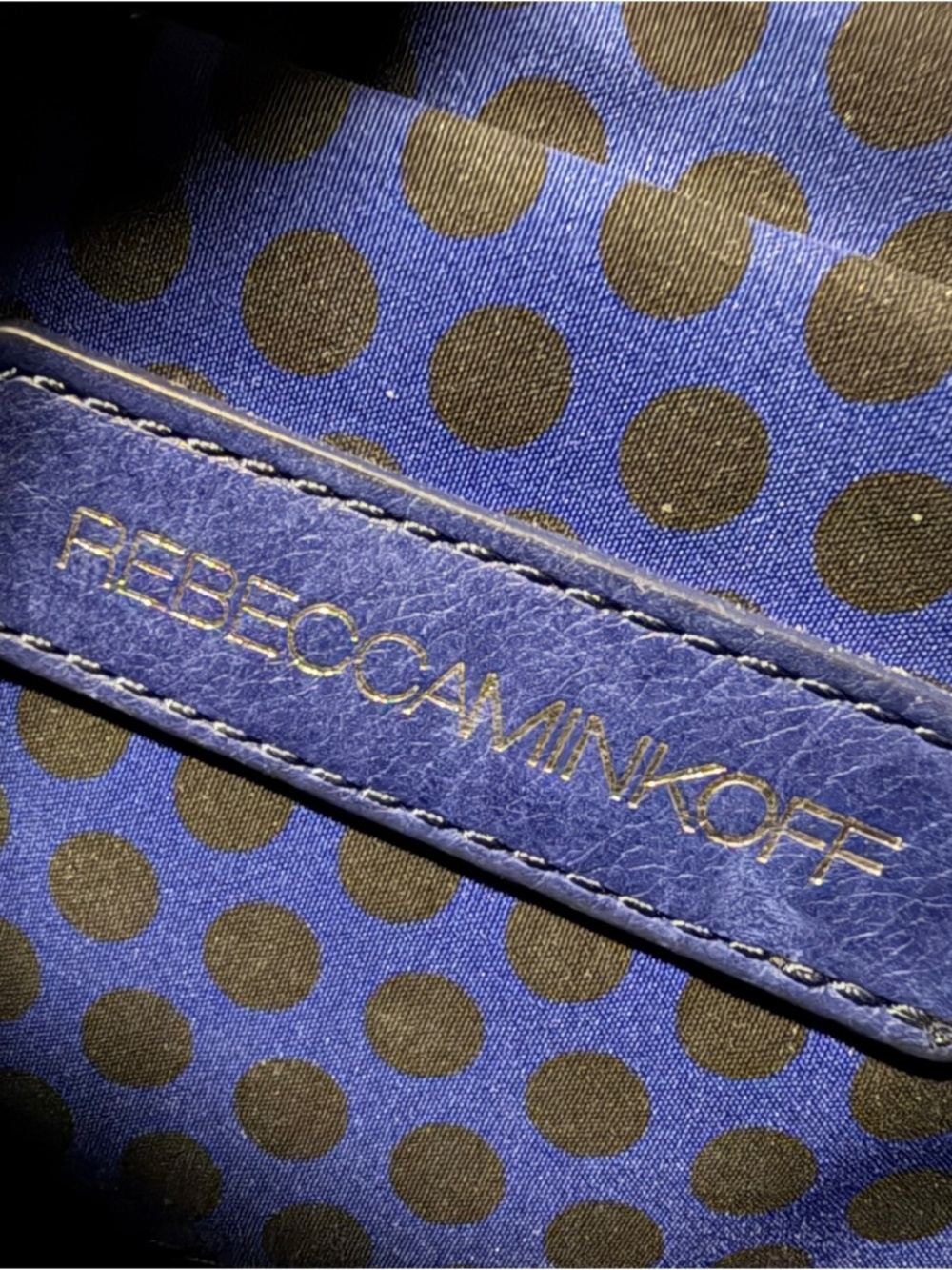 Rebecca Minkoff Dark Blue Leather MAC Crossbody Shoulder Bag Chain Strap - Picture 10 of 13